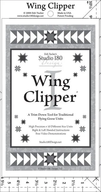 Studio 180 Wing Clipper I: Trim tool for precise cutting of flying geese quilt units. Includes 10 different sizes. - Looney Bin Quilting
