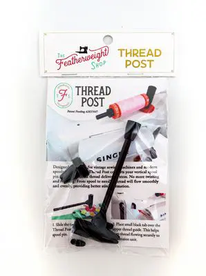 Featherweight Spool Extender: Black thread post for vintage sewing machines, improves thread flow and reduces twisting. - Looney Bin Quilting