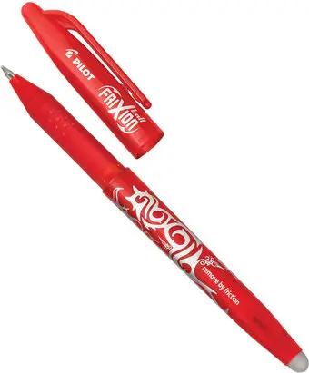 Red Pilot Frixion Ball pen with erasable ink and stylish design. - Looney Bin Quilting