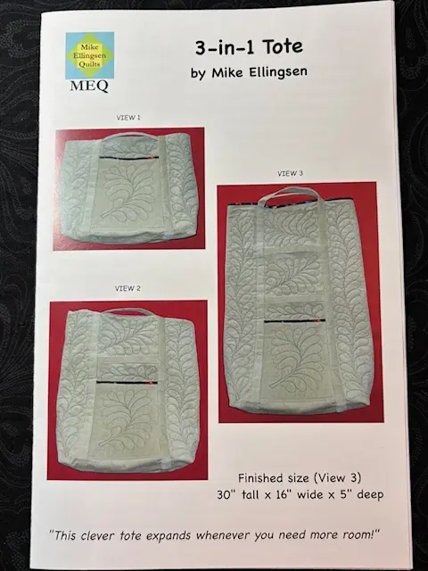 3-in-1 Tote: Expandable quilted tote bag with three different configurations, featuring a leaf design. - Looney Bin Quilting