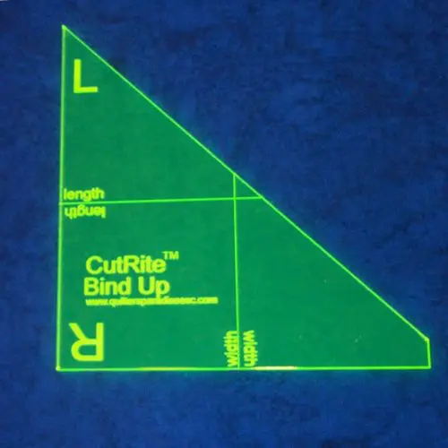 Cutrite Binding Tool: Green triangular quilting ruler for binding fabric - Looney Bin Quilting