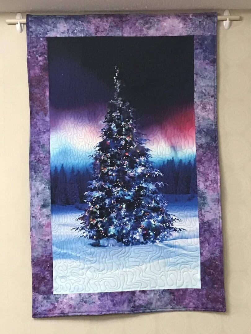 Holidays Outdoor Christmas Tree Vertical Quilt