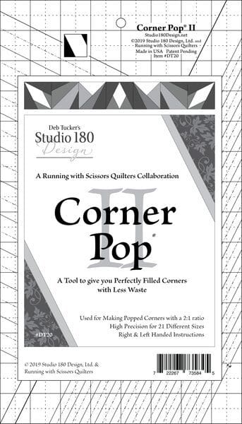 A poster of corner pop in white, gray and black