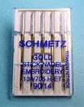 Schmetz Gold Titanium Embroidery Needles 14/90