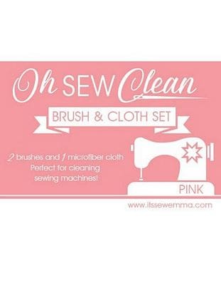 Oh Sew Clean Brush and Cloth Set Pink with white background